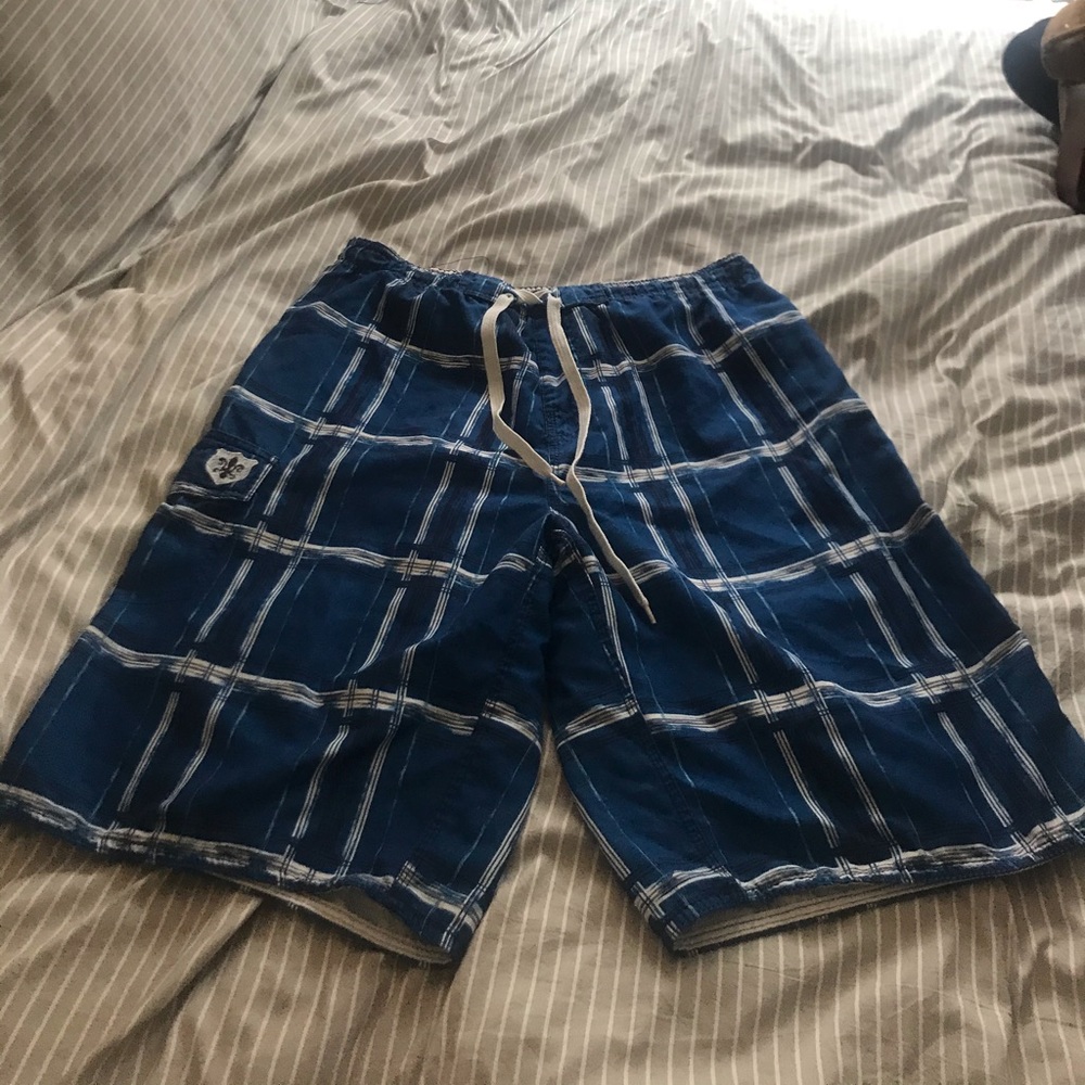 Men’s Plaid Blue Swim Trunks